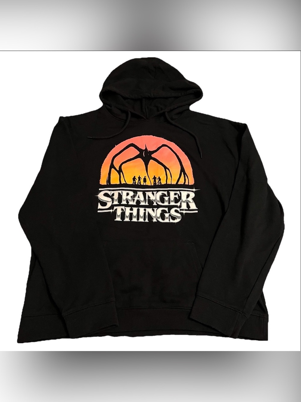 Stranger Things Black Hoodie Pullover Graphic Print 'One Last Strange Adventure'